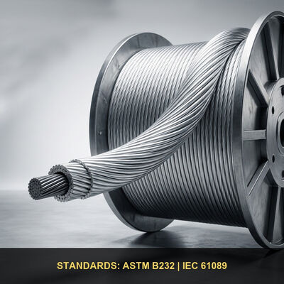 ASTM B232 & BS 215-2 アルミニウム被覆鋼心より線（ACSR） – ホーク、ドレーク、レイヴン、ドッグ アルミニウムケーブル鋼心強化架空送電線