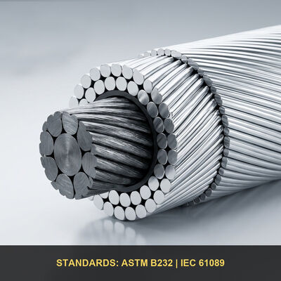ACSR導体 50mm & 100mm 超高圧送電線用アルミ導体鋼強化ケーブル (SCA/ACSR)